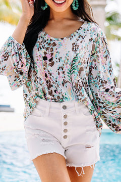 {Pre Order}  Loose Fit Floral Puffy sleeve