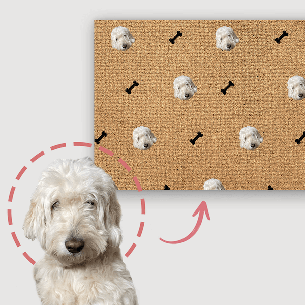 Personalisierte Fußmatte mit deinem Hund als Cartoon