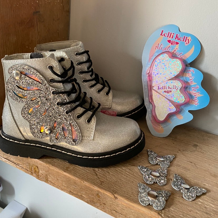 Lelli Kelly Fairy Wings Silver Glitter Boots – Minis Shoe Shop