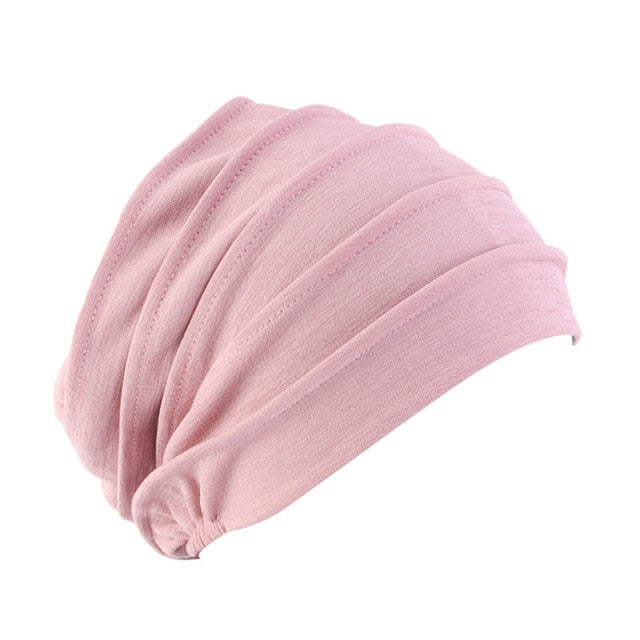 Elastic Cotton Turban Hat Solid Color Women Warm Winter Headscarf Bonnet Inner Hijabs Cap Muslim Hijab Wrap-women scarves-5-All10dollars.com