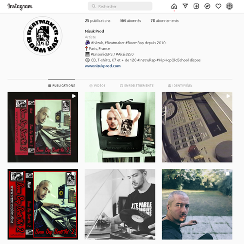 Rejoignez dès maintenant le beatmaker Hip Hop Nizuk sur le réseau social Instagram !