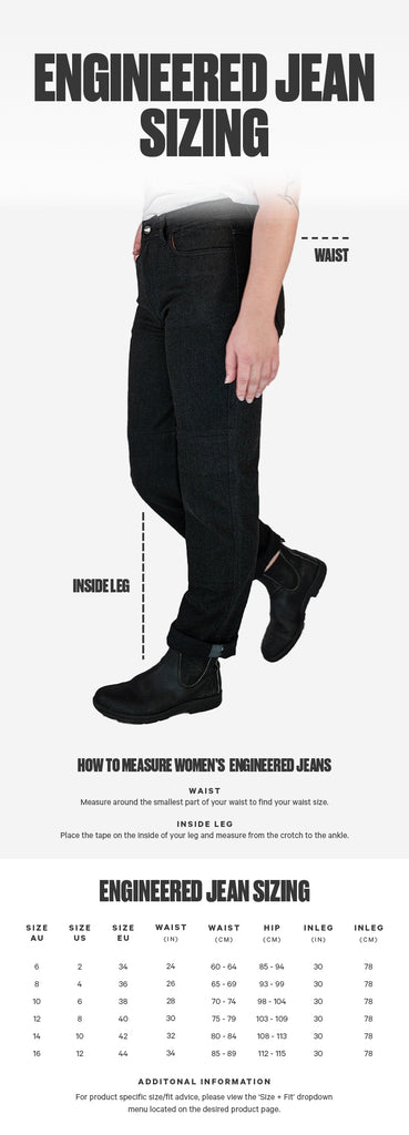 Women's Engineered Jean Size Guide