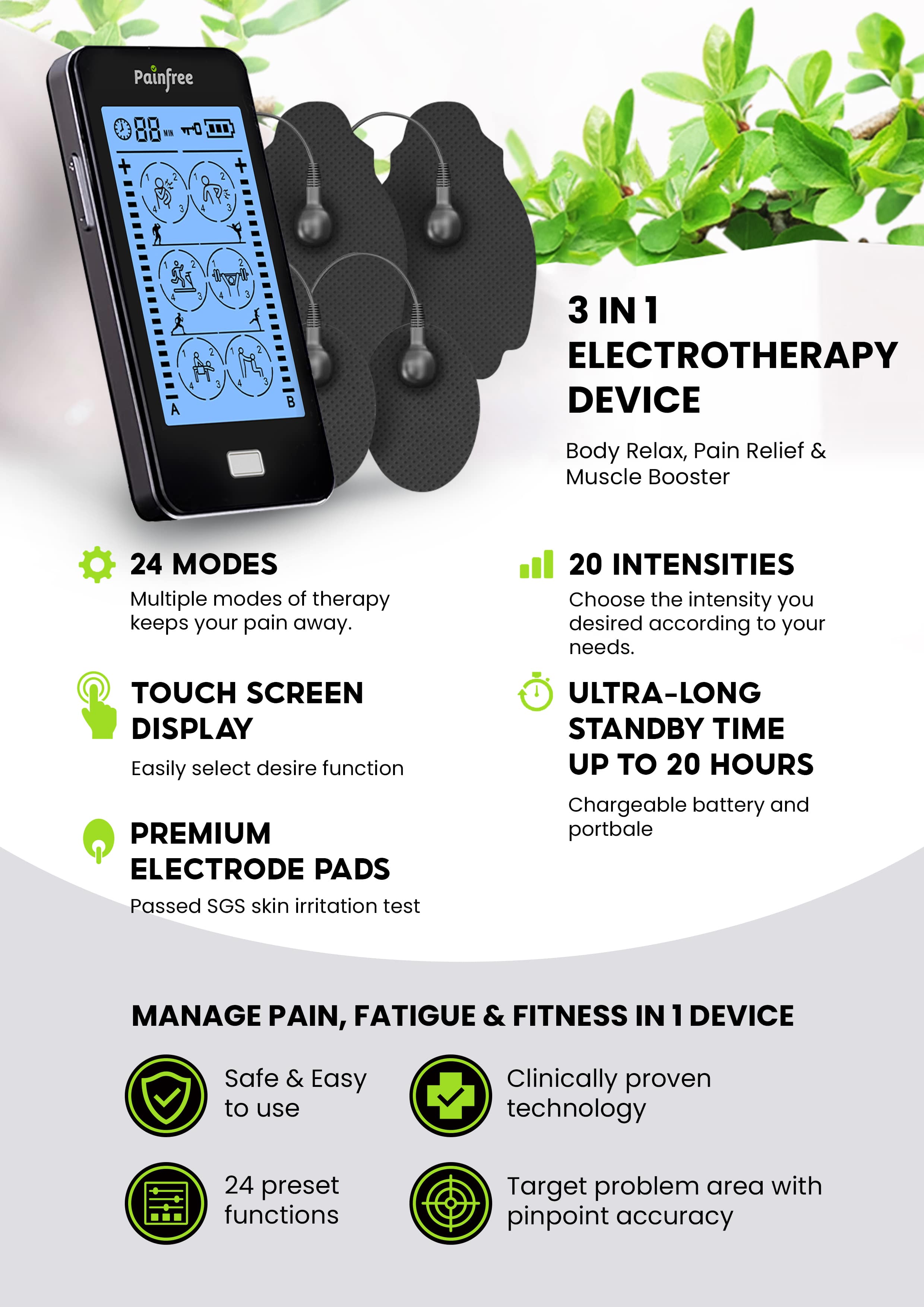 Painfree 3 in 1 Electrotherapy Device – iQueen
