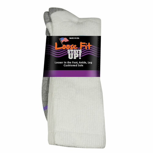 Loose Fit Stays Up Cotton Casual Quarter Socks White / Medium