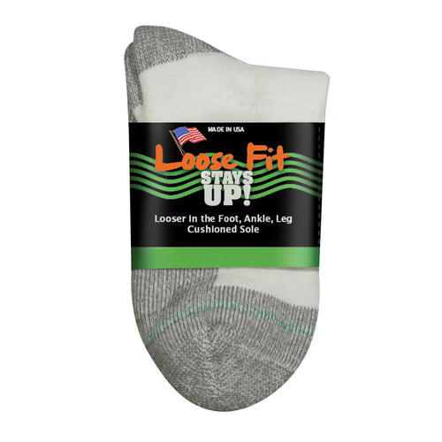 Loose Fit Stays Up Men's and Women's Casual Crew Socks (Pack of 3) Made in  USA! Cushioned Sole 