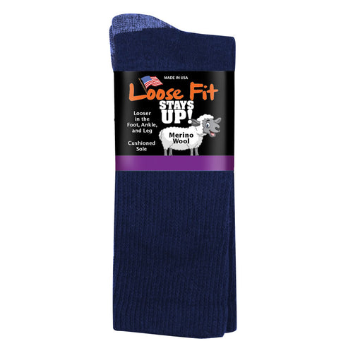 Loose Fit Stays Up Marled Merino Wool Socks – Extra Wide Sock Company