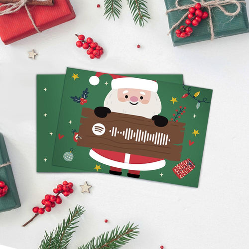 Custom Christmas Spotify Code Music Greeting Cards Santa Claus Gift Cards