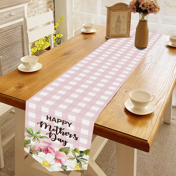 Pink Plaid Table Runner Happy Mother's Day Table Runner Mother's Day Gift Family Decor