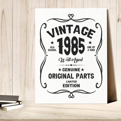 36th Birthday Gift, VINTAGE 1985 Limited Edition, Well Aged Original Parts Birthday Canvas