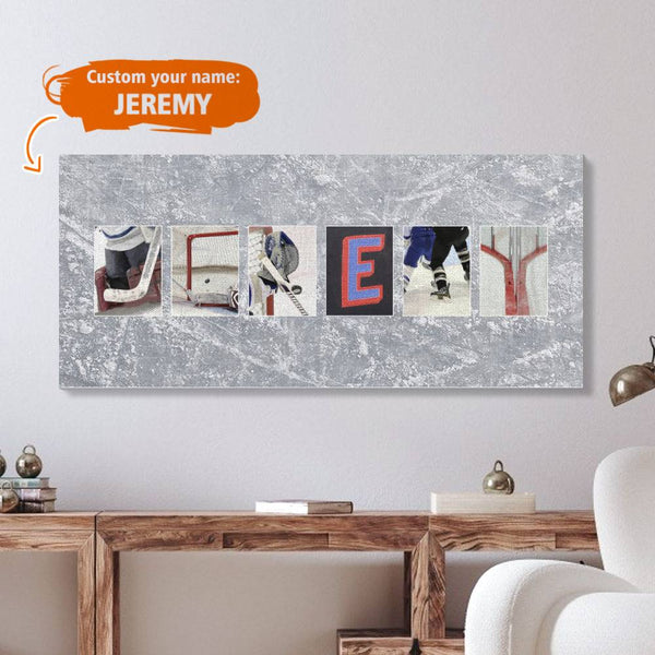 Jeremy Canvas Name Art Painting Spell You Name frame - Hockey Style - customphototapestry