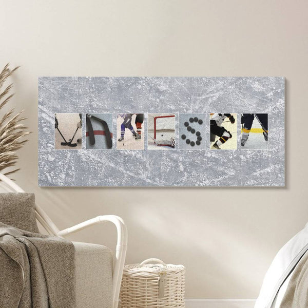 Vanessa Canvas Name Art Painting Spell You Name frame - Hockey Style - customphototapestry
