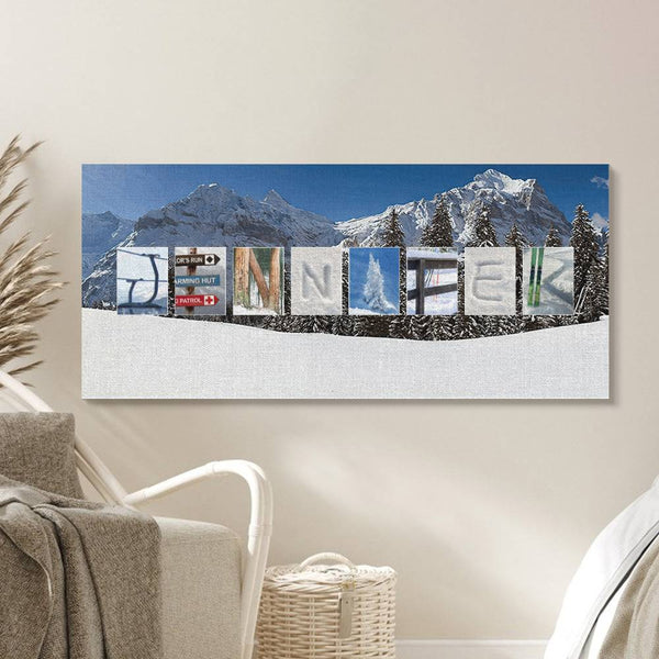 Jennifer Canvas Name Art Painting Spell You Name frame - Ski Style - customphototapestry