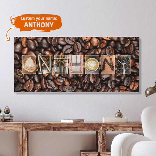 Anthony Canvas Name Art Painting Spell You Name frame - Coffee Style - customphototapestry