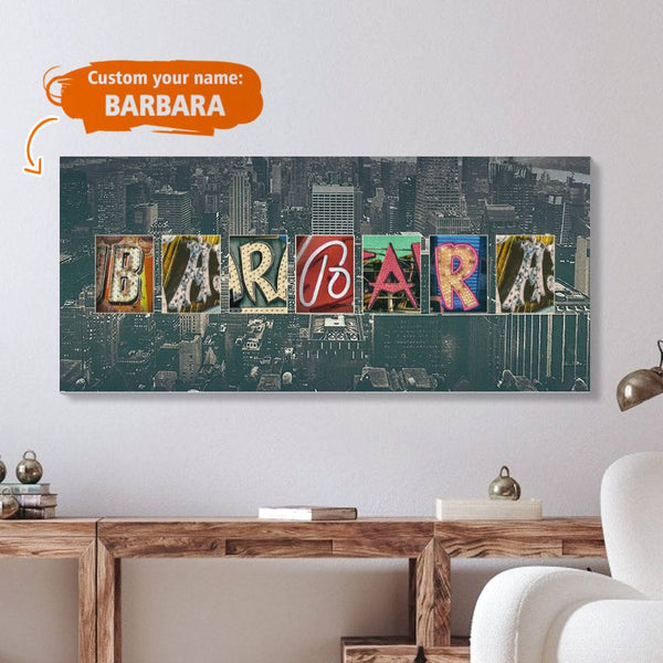 Barbara Canvas Name Art Painting Spell You Name frame - Urban Neon Style - customphototapestry