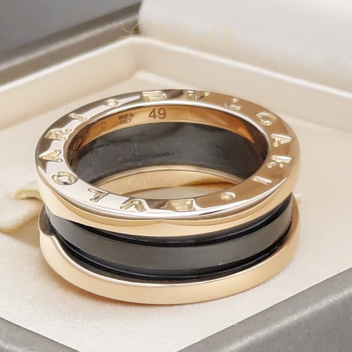 18k Pre-loved Bvlgari  Black Ceramic Two Band Ring in Rose Gold –  Gold Hub Jewellery (Singapore)