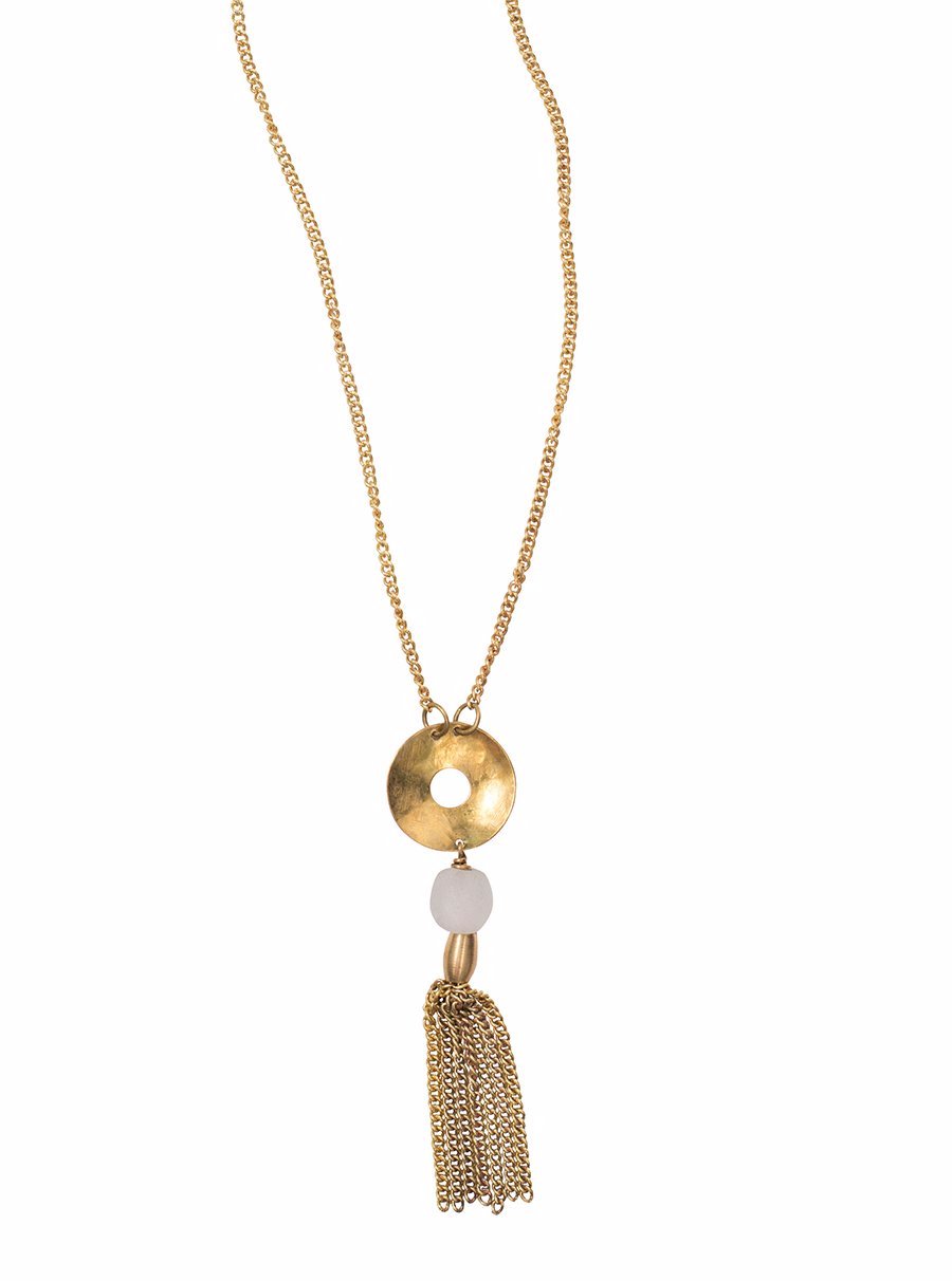 Radi Glass Bead Tassel Necklace