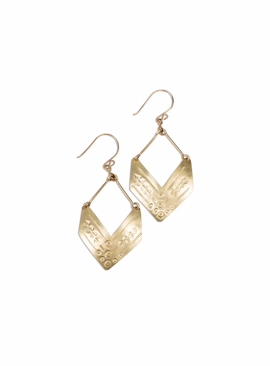 Kara Zuri Brass Chevron Earrings | Jimani Collections
