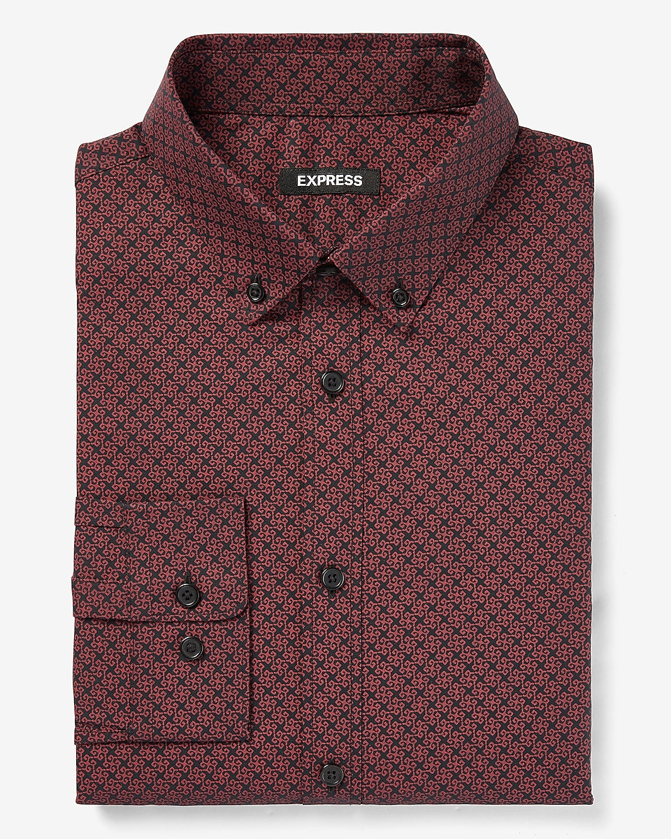 Express Men | Slim Printed Wrinkle-Resistant Performance Dress Shirt in ...