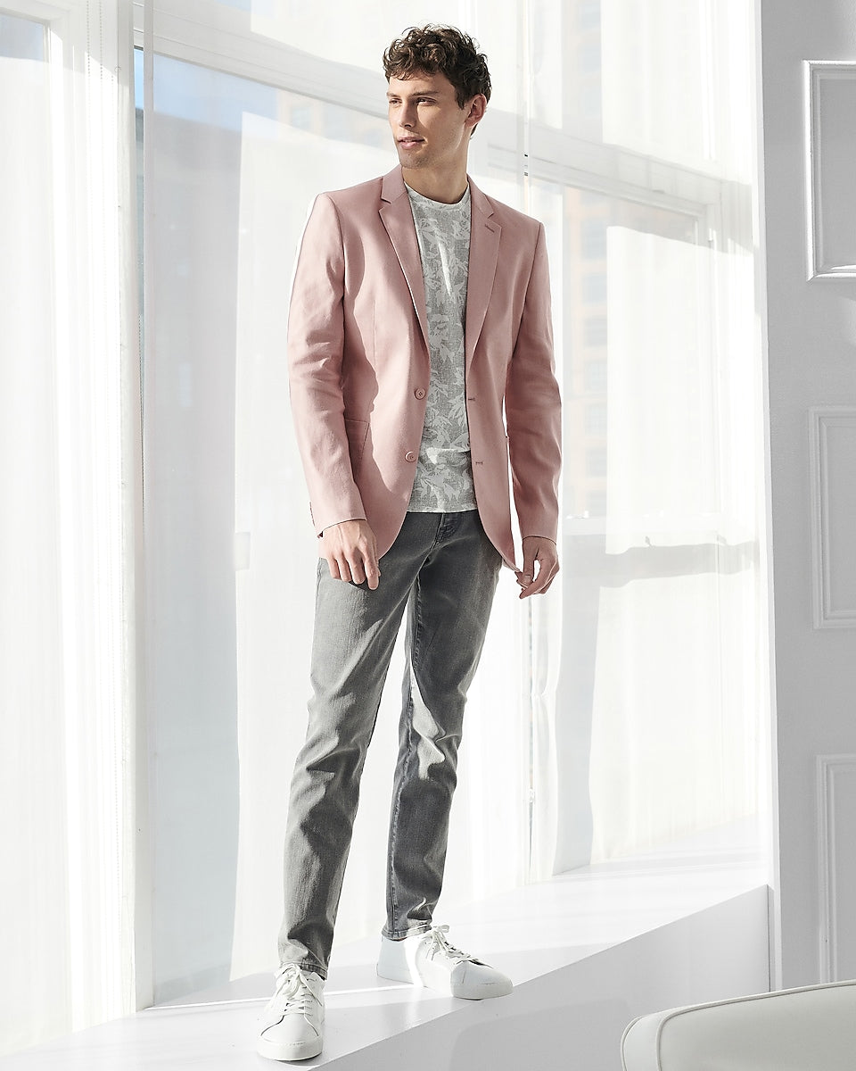 Men's Pure Cotton Linen Jacket Pink
