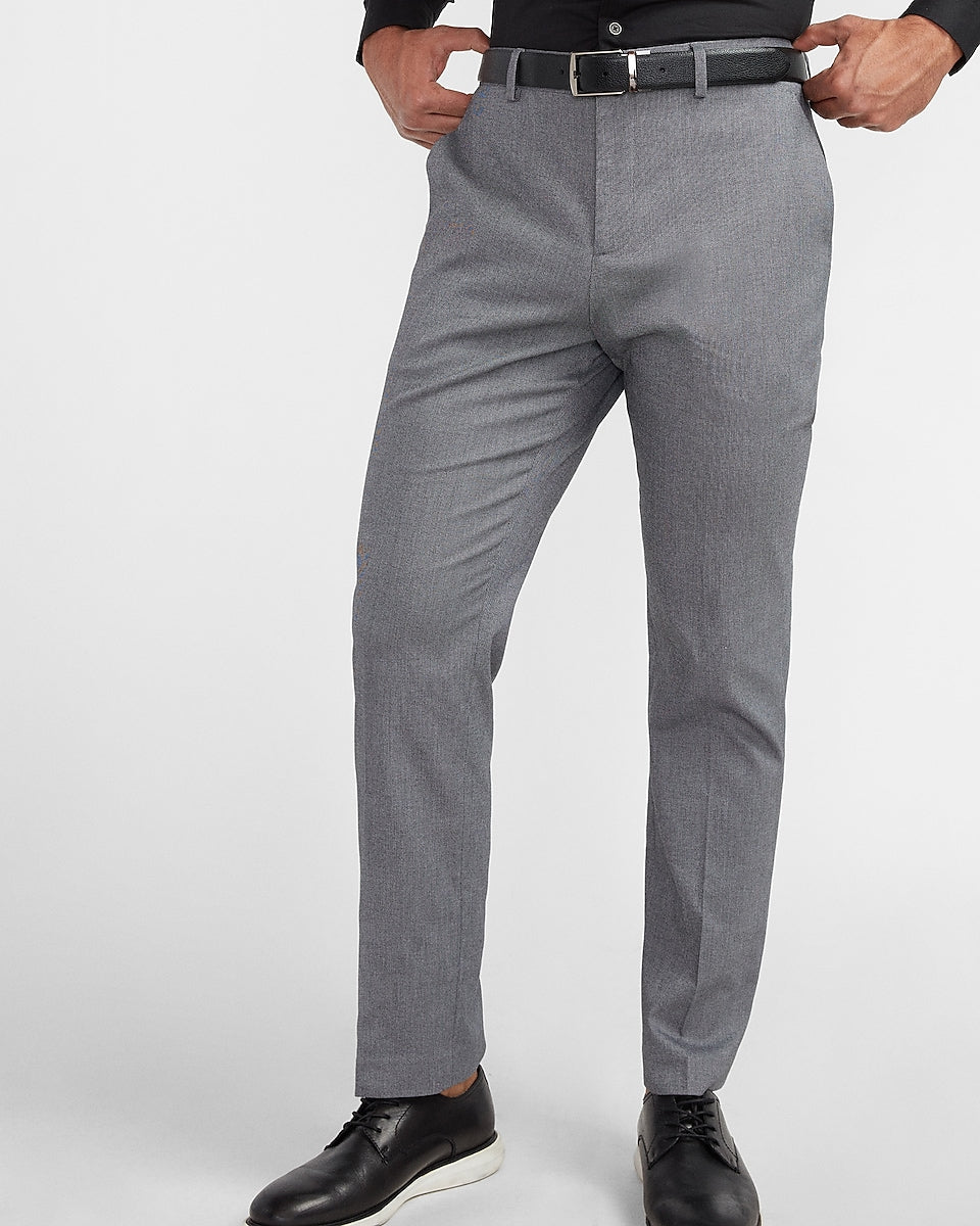 Express Men | Classic Textured Gray Cotton-Blend Suit Pant in Steel ...