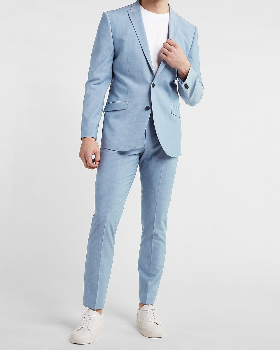 Express Men | Extra Slim Solid Light Blue Wool-Blend Suit Jacket in ...