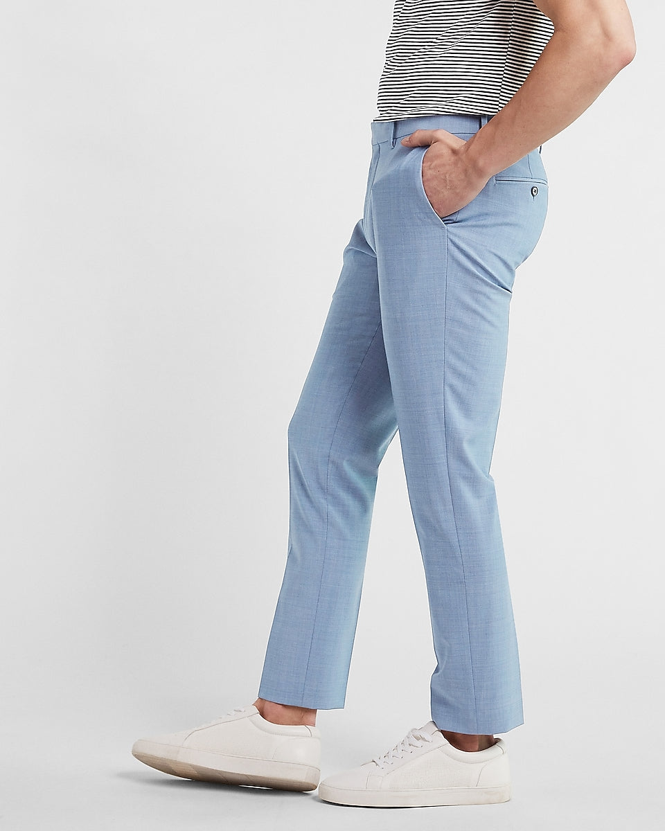 Express Men | Slim Blue Modern Tech Suit Pant in Blue | Express Style Trial