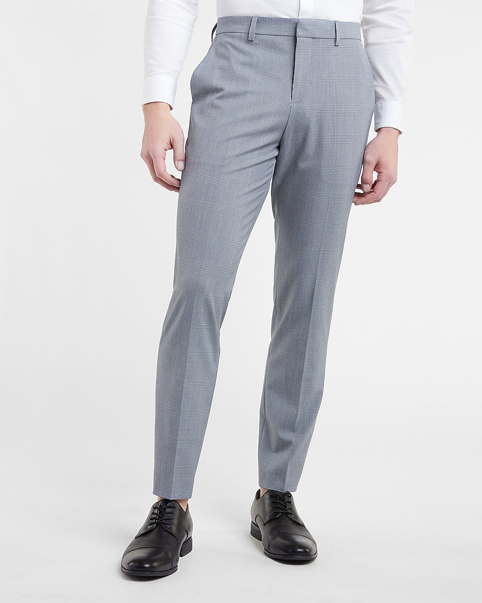 Express Men | Slim Blue Plaid Modern Tech Suit Pant in Light Blue ...