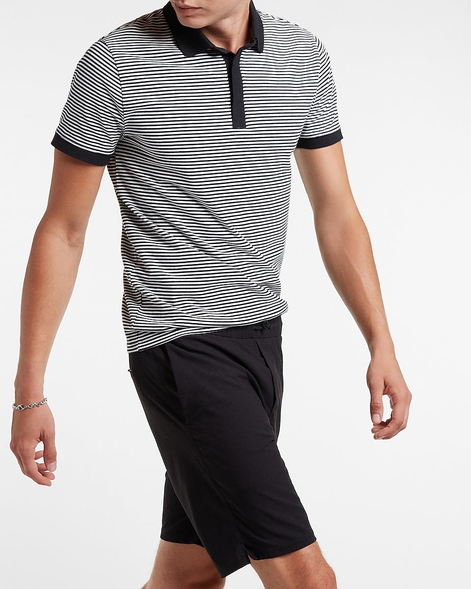 Express Men | Striped Moisture-Wicking Performance Polo in Off White ...