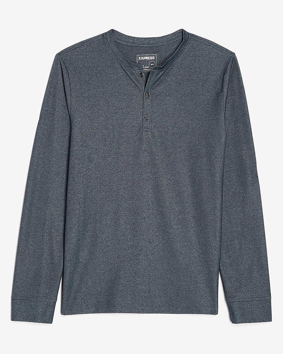 Express Men | Textured Moisture-Wicking Henley in Navy | Express Style ...