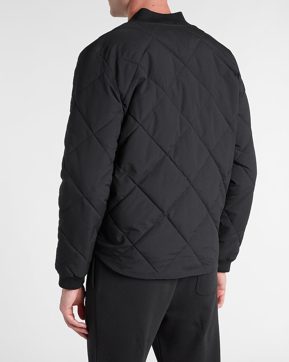 Express Men Black Quilted Bomber Jacket In Jet Black Express Style Trial 