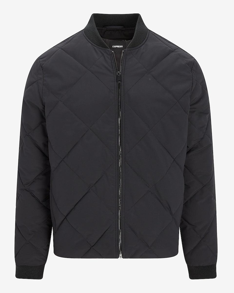 Express Men Black Quilted Bomber Jacket In Jet Black Express Style Trial 