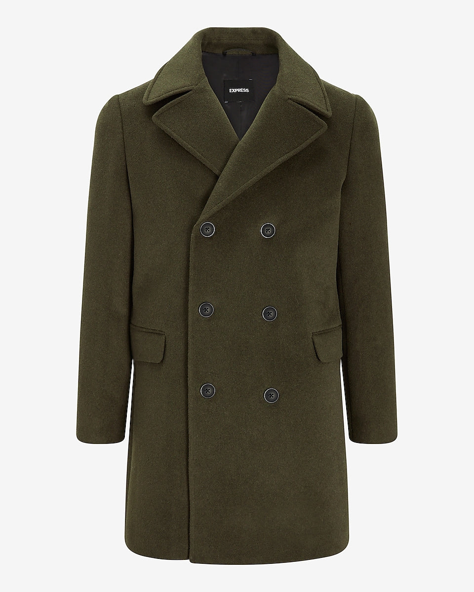 Express Men | Olive Wool-Blend Topcoat in Army Green | Express Style Trial