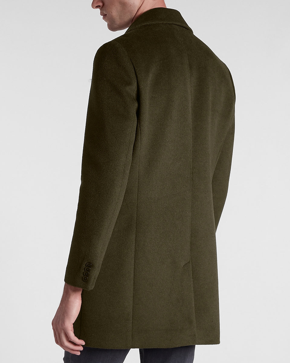 Express Men | Olive Wool-Blend Topcoat in Army Green | Express Style Trial