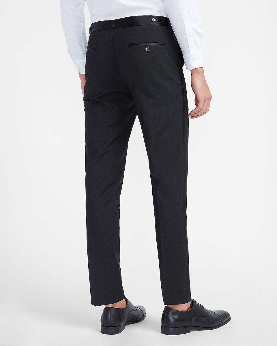 Express Men | Extra Slim Solid Black Wool-Blend Tuxedo Pant in Black ...