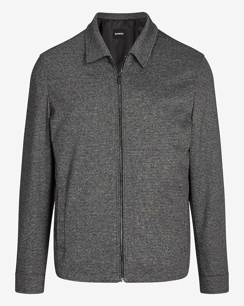 Express Men | Gray Houndstooth Soft Harrington Jacket in Dark Grey ...