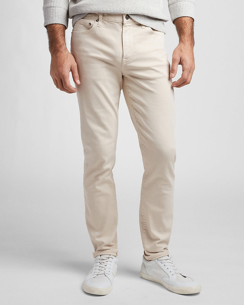 Express Men | Skinny Supersoft Ivory Hyper Stretch Jeans in Warm Ivory ...