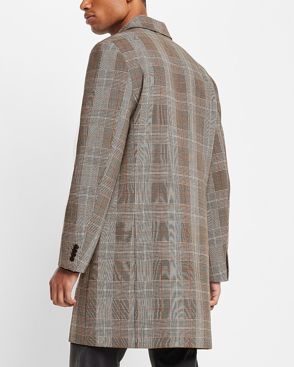 Express Men Plaid Topcoat In Neutral Print Express Style Trial 