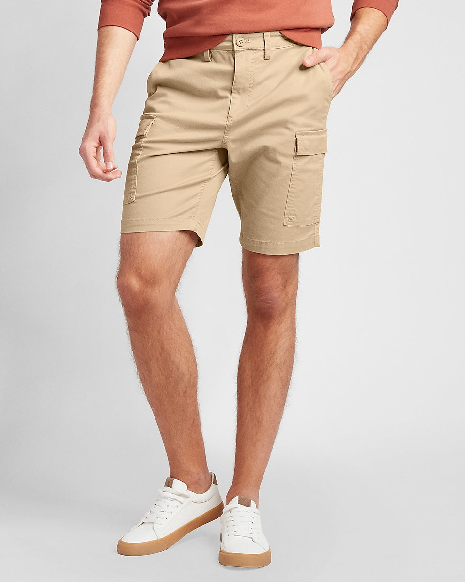 Express Men | Solid Temp Control Hyper Stretch Cargo Shorts in Vintage ...