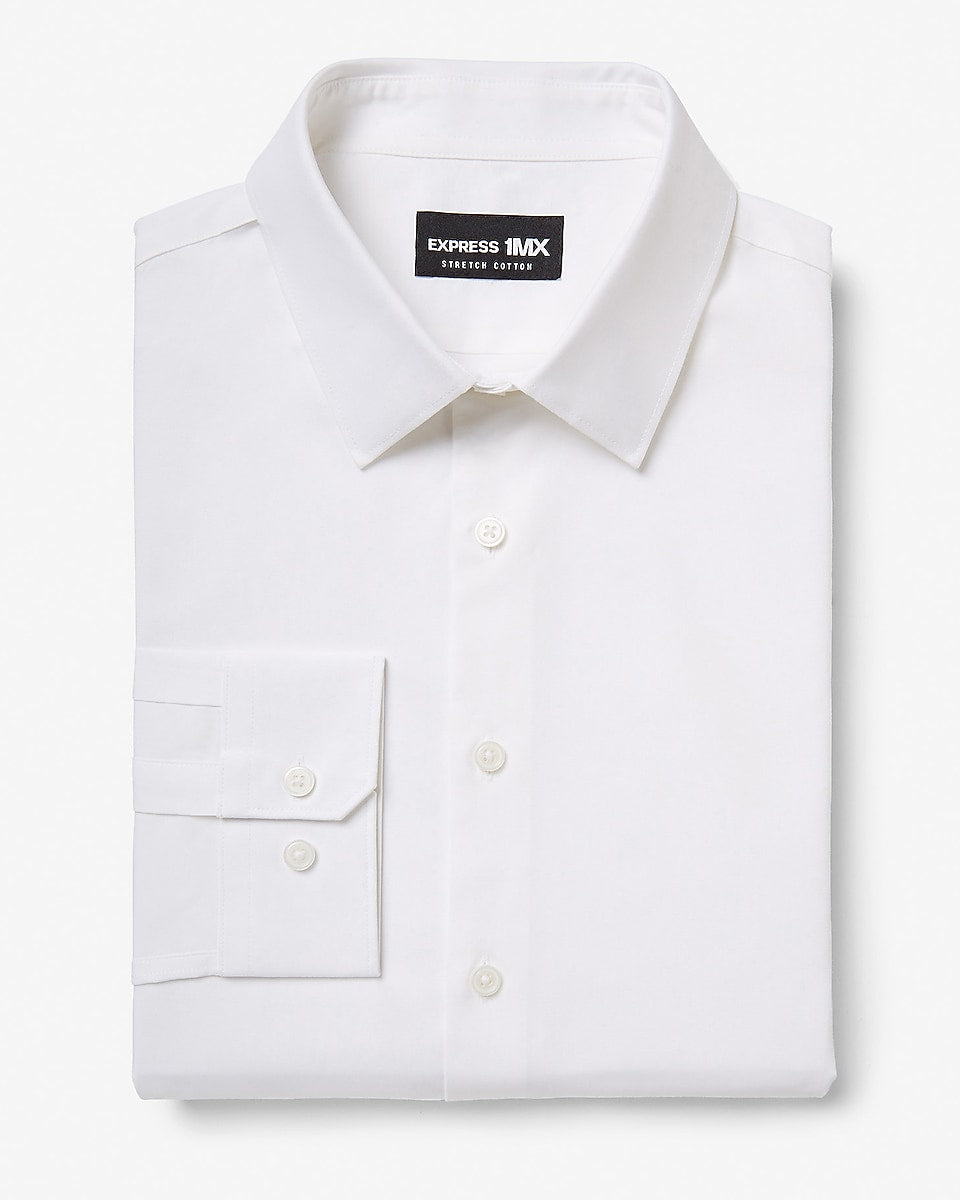 Express Men, Classic Solid Stretch 1Mx Dress Shirt in White