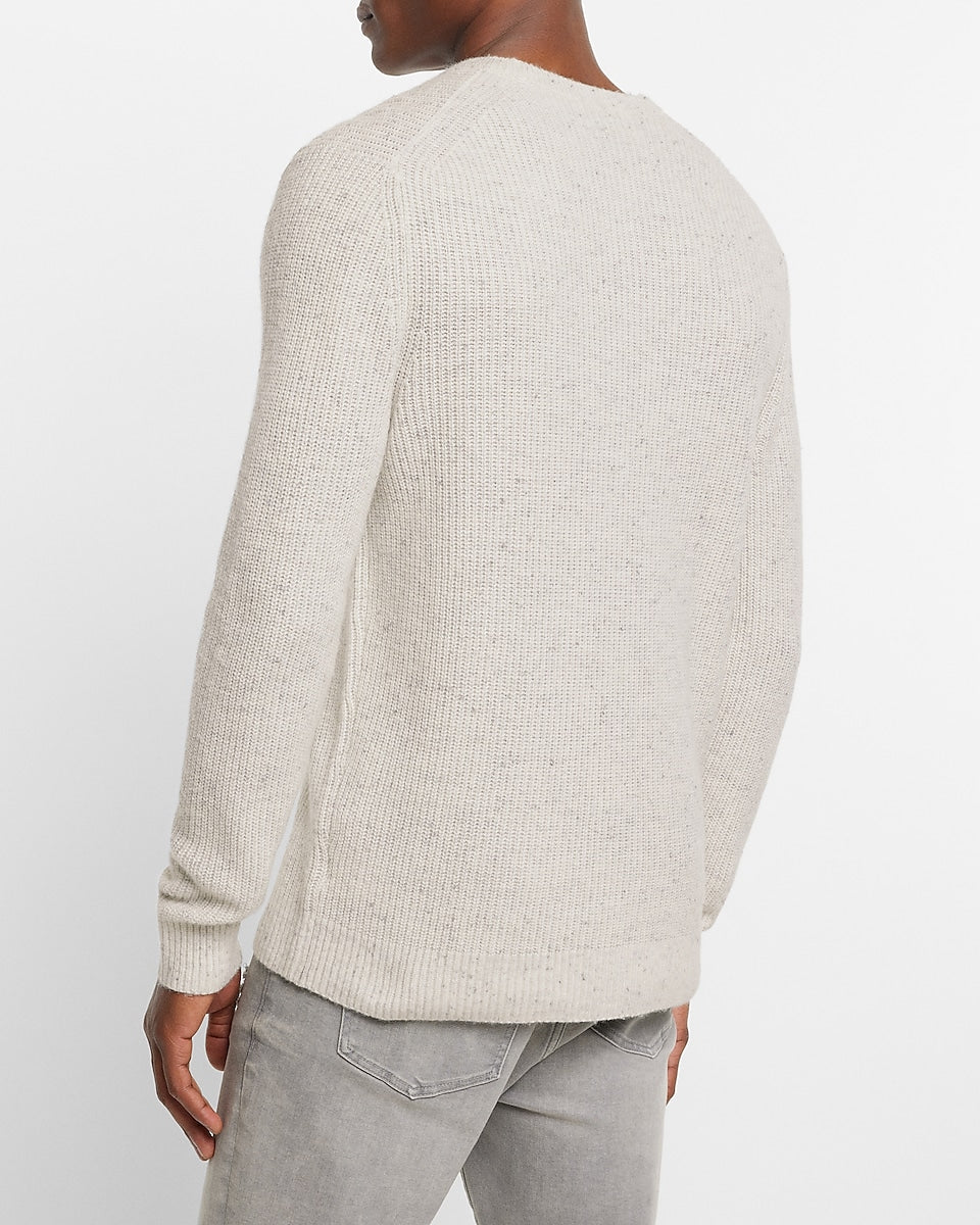 Express Men | Wool-Blend Crew Neck Sweater in White Heather | Express ...