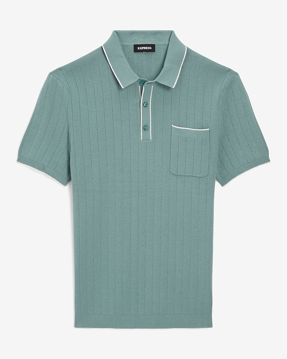 Express Men | Modern Prep Short Sleeve Sweater Polo in Nile | Express ...