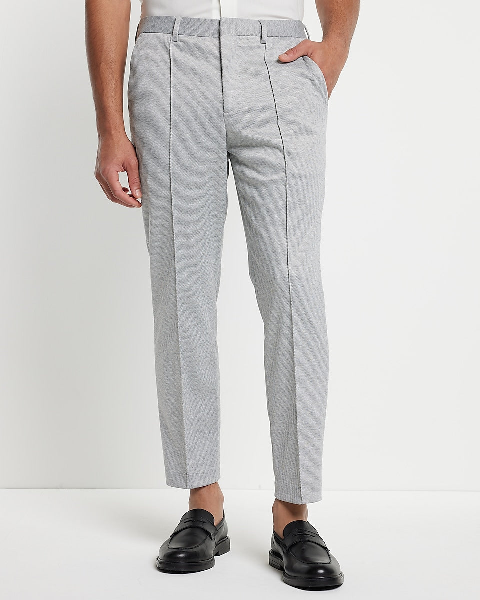 Express Men | Slim Grey Knit Pique Suit Pant in Gray Print | Express ...