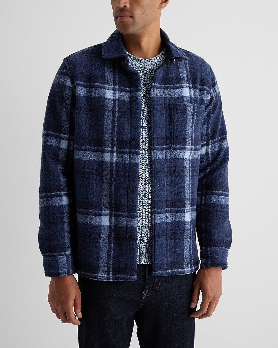 Plaid Knit Shirt Jacket