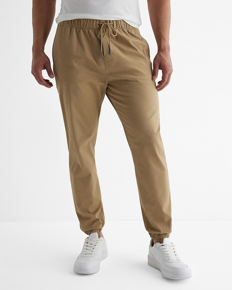 Express Men | Elastic Waist Chino Jogger in Driftwood | Express Style Trial