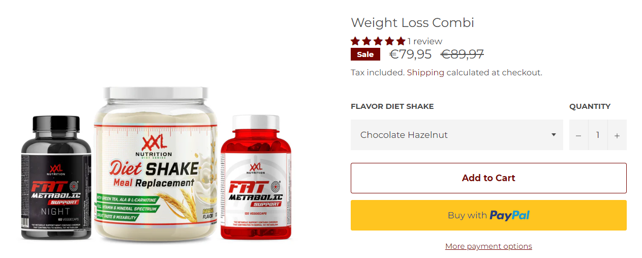 XXL Nutrition Weight loss combination - Diet Shake - Fat Burner