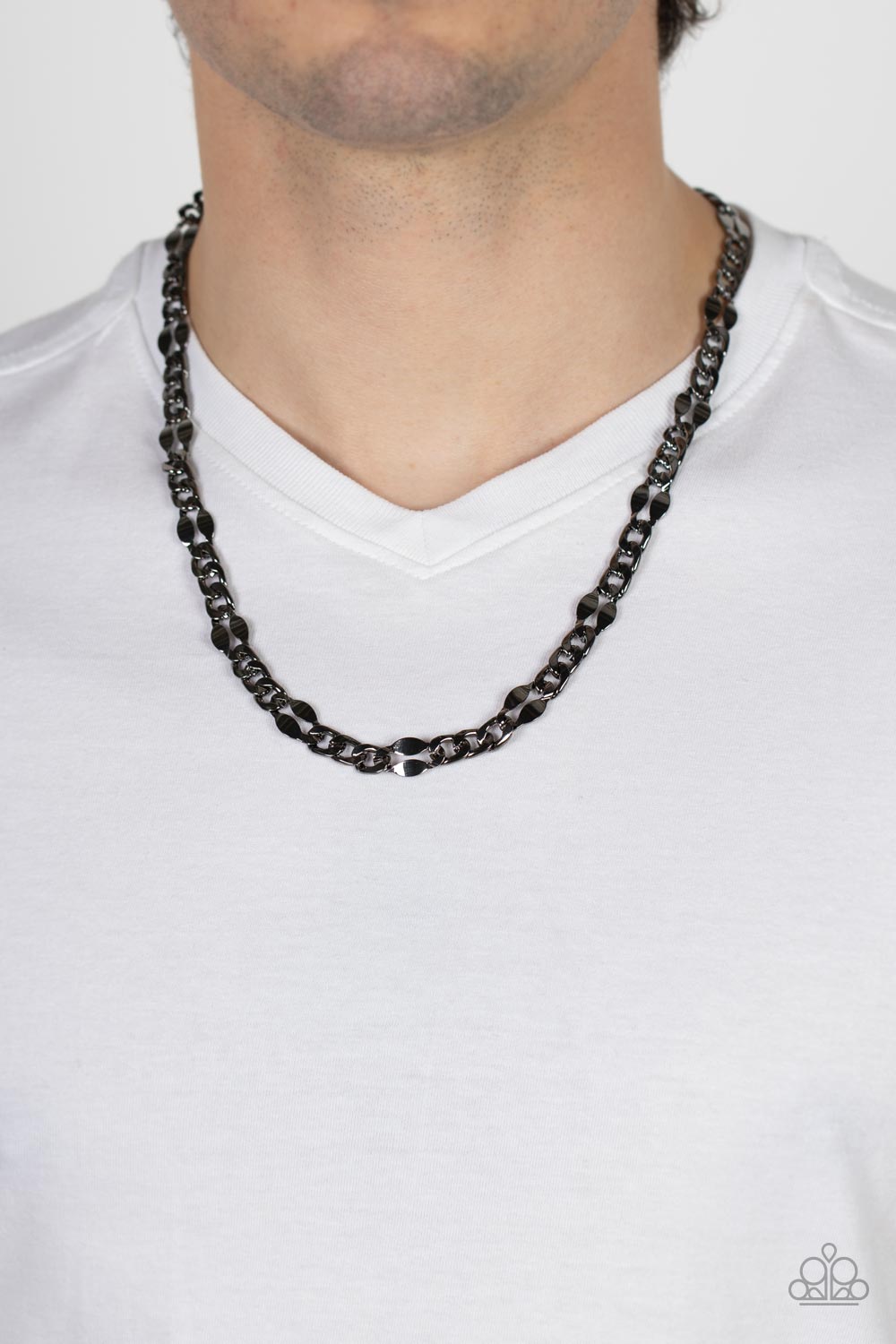 Paparazzi Standing Room Only Black Mens Necklace