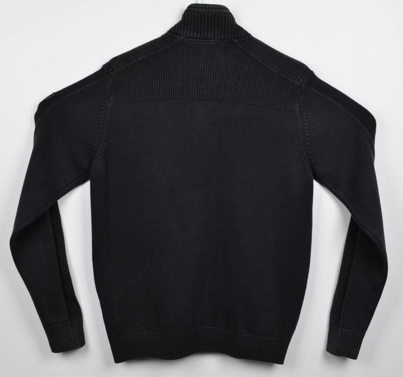 All Blacks Men's Sz Medium Full Zip Black New Zealand Rugby Knit Sweater