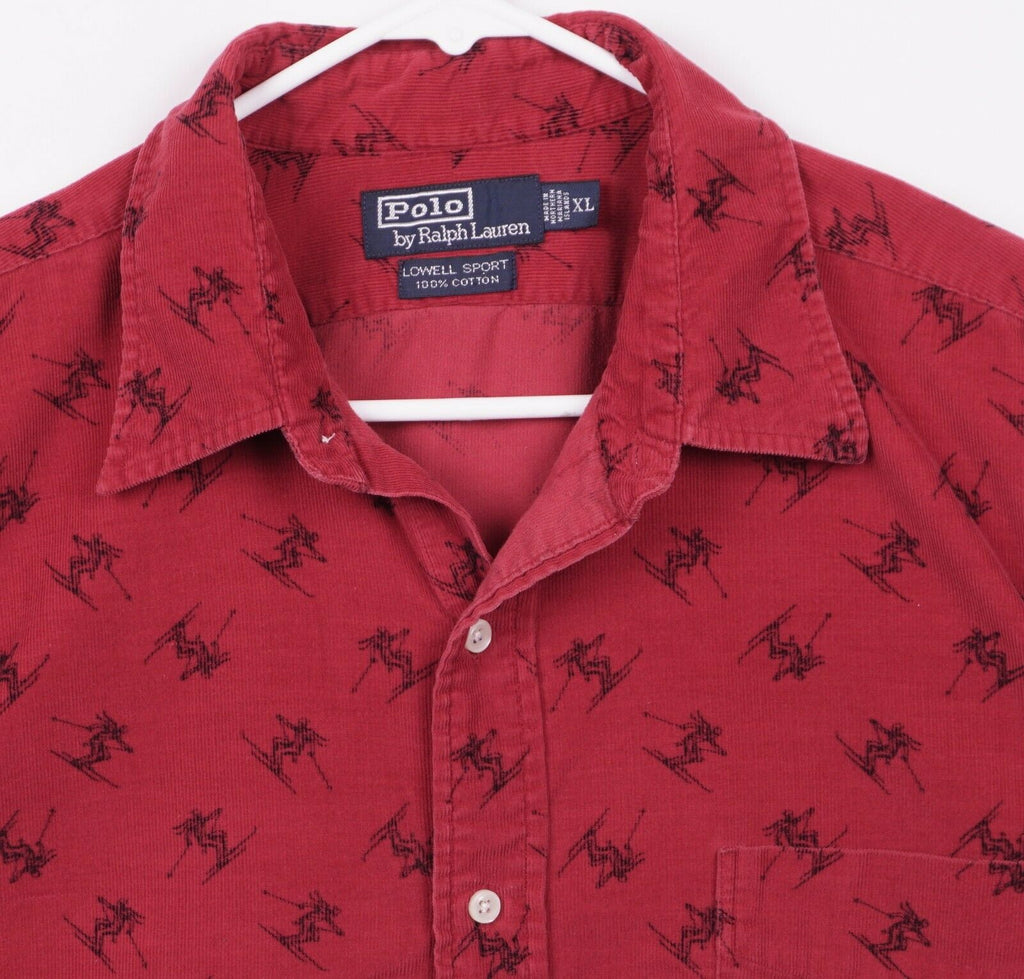 Polo Ralph Lauren Men's Sz XL Corduroy Skiing Red Lowell Sport Long Sl