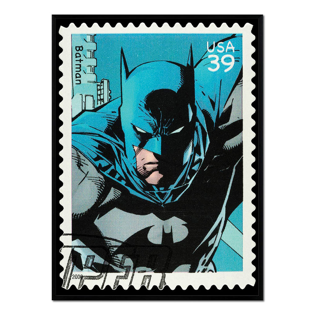 Sello de Batman Azul - Póster 30x40 con Marco Negro – Art Studio