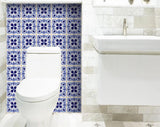 iDaStock.com: 4" X 4" Blue And White Mosaic Peel And Stick Removable Tiles